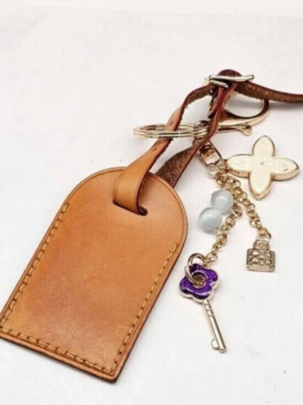 Authentic Louis Vuitton Luggage Tag with Unbranded Keycharm, Keychain